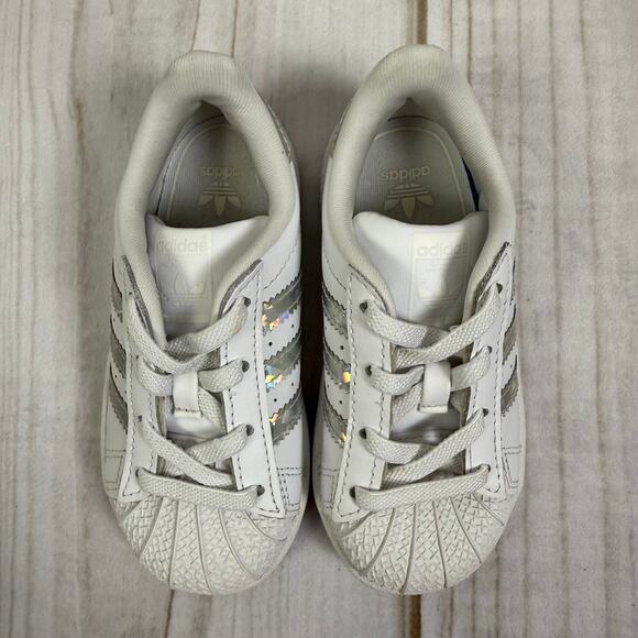 Adidas Superstar Iridescent Stripe Toddler Sneakers Size 7C - Picture 2 of 7